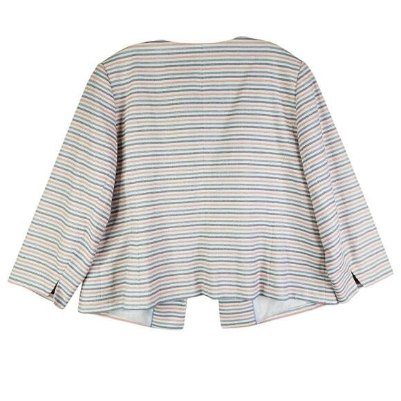 Talbots Blazer Jacket Women’s Plus Size 14 W Striped Open Front Stretch Lined - Picture 3 of 8